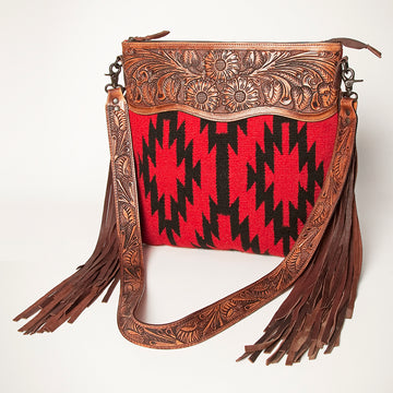 American Darling Signature Crossbody Hand Tooled Saddle Blanket Genuine Leather Western Women Bag Handbag Purse | for Cute